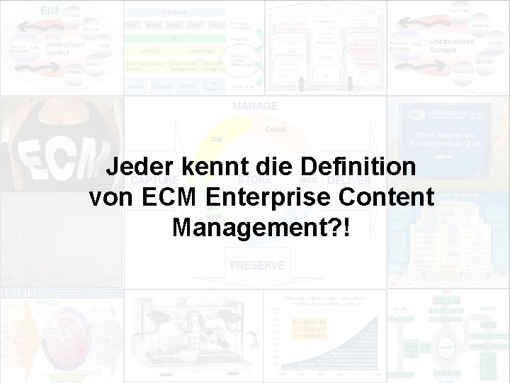 Jeder kennt die Definition von ECM Enterprise Content Management? ! EIM Update und Trends