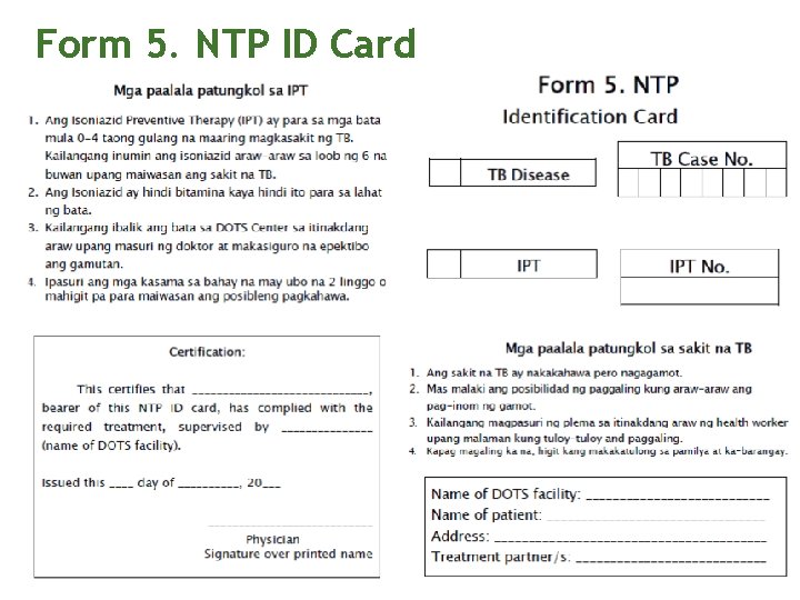 Form 5. NTP ID Card 