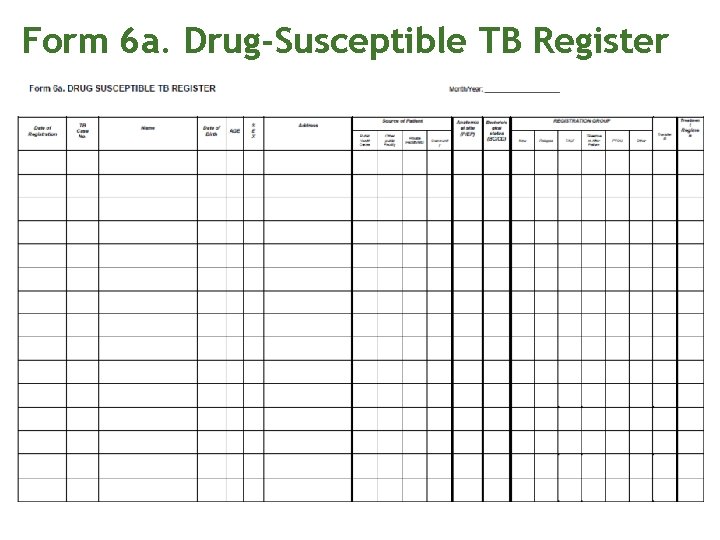 Form 6 a. Drug-Susceptible TB Register 