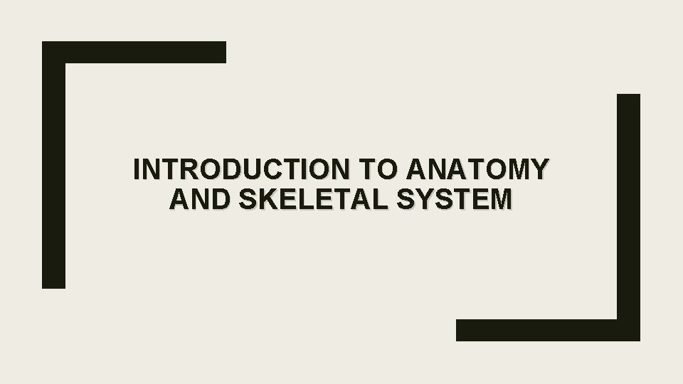 INTRODUCTION TO ANATOMY AND SKELETAL SYSTEM 