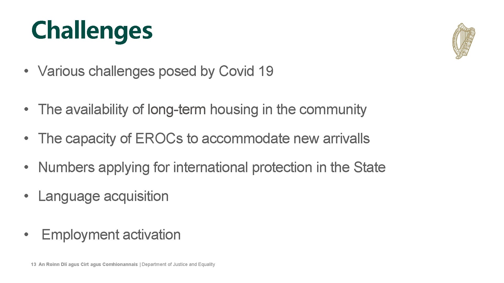 Challenges • Various challenges posed by Covid 19 • The availability of long-term housing
