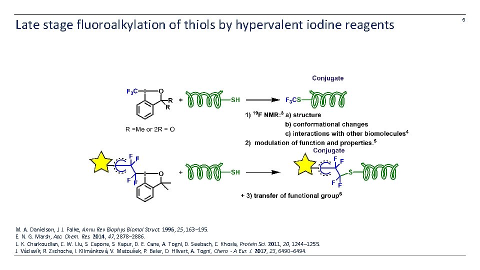 Late stage fluoroalkylation of thiols by hypervalent iodine reagents M. A. Danielson, J. J. Late stage fluoroalkylation of thiols by hypervalent iodine reagents M. A. Danielson, J. J.