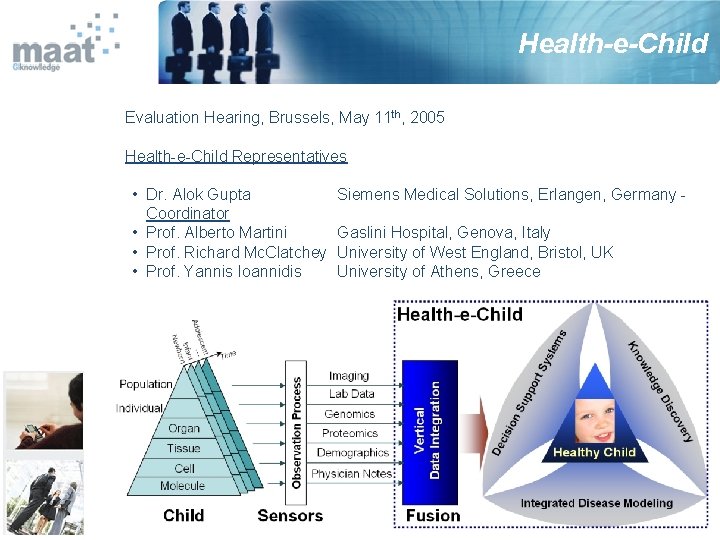 Health-e-Child Evaluation Hearing, Brussels, May 11 th, 2005 Health-e-Child Representatives • Dr. Alok Gupta