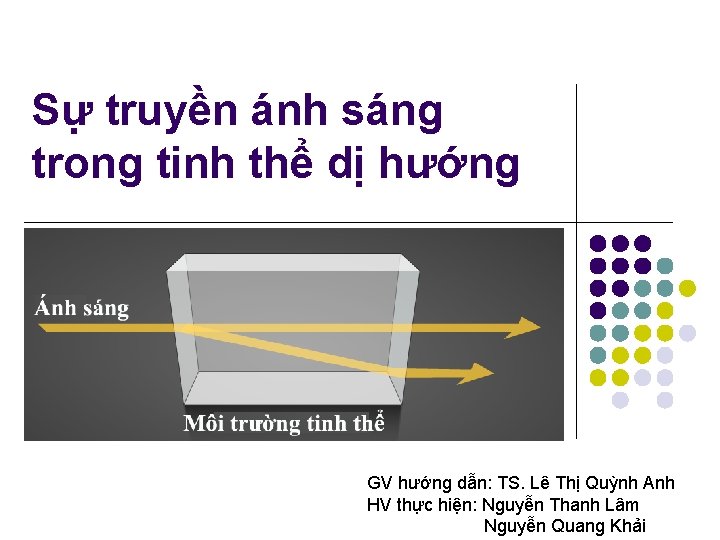 Sự truyền ánh sáng trong tinh thể dị hướng GV hướng dẫn: TS. Lê Sự truyền ánh sáng trong tinh thể dị hướng GV hướng dẫn: TS. Lê