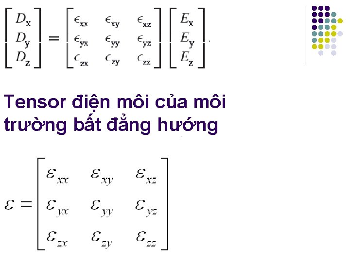 Tensor điện môi của môi trường bất đẳng hướng Tensor điện môi của môi trường bất đẳng hướng