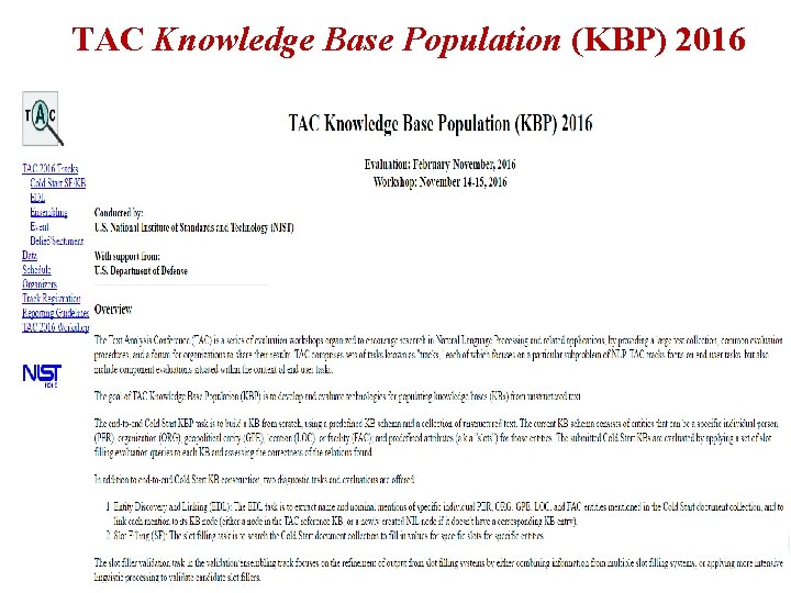  TAC Knowledge Base Population (KBP) 2016 