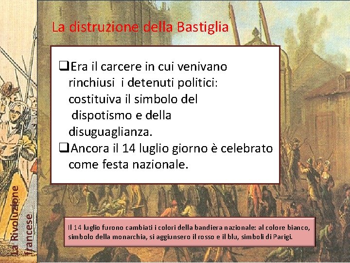 La distruzione della Bastiglia La Rivoluzione francese q. Era il carcere in cui venivano