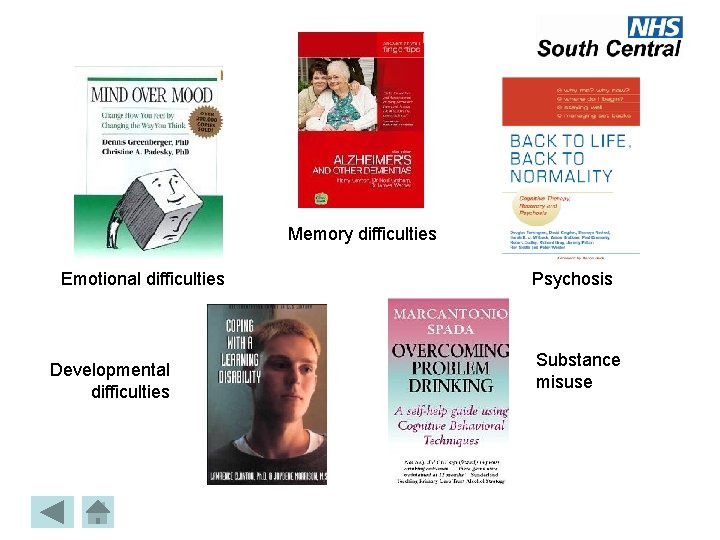 Memory difficulties Emotional difficulties Developmental difficulties Psychosis Substance misuse 