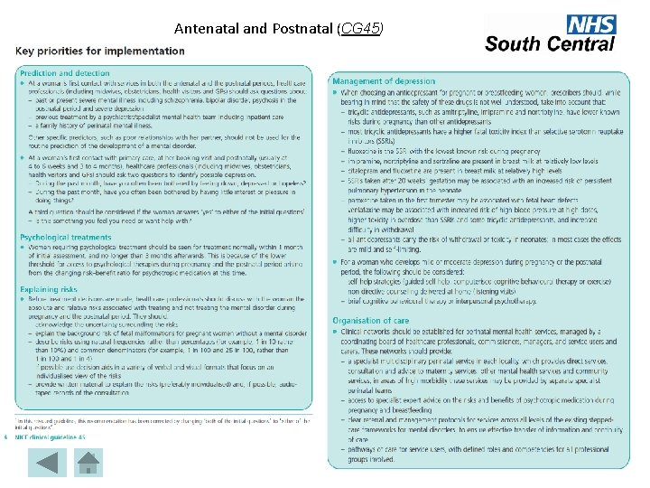 Antenatal and Postnatal (CG 45) 