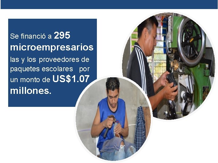 Se financió a 295 microempresarios las y los proveedores de paquetes escolares por un Se financió a 295 microempresarios las y los proveedores de paquetes escolares por un