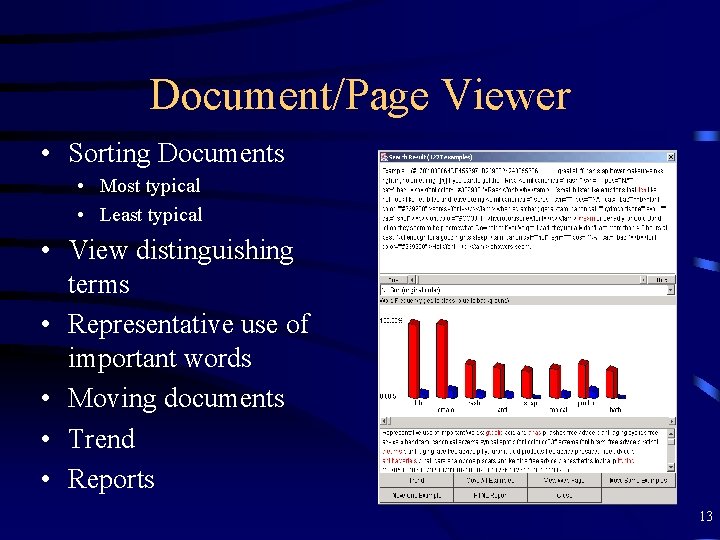 Document/Page Viewer • Sorting Documents • Most typical • Least typical • View distinguishing