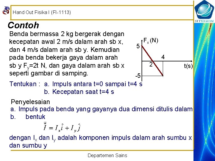 Hand Out Fisika I (FI-1113) Contoh Benda bermassa 2 kg bergerak dengan kecepatan awal