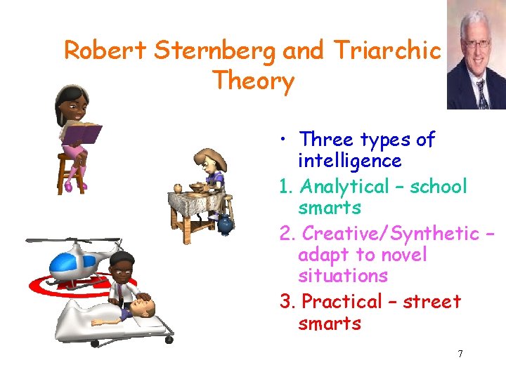 Robert Sternberg and Triarchic Theory • Three types of intelligence 1. Analytical – school