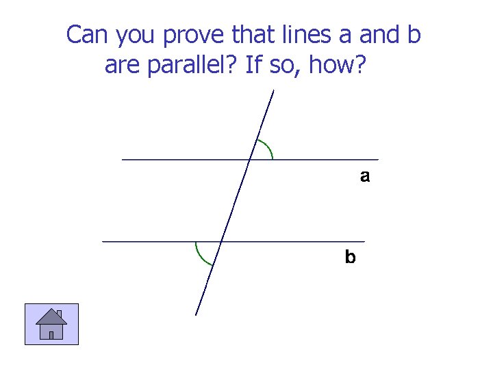 Can you prove that lines a and b are parallel? If so, how? 