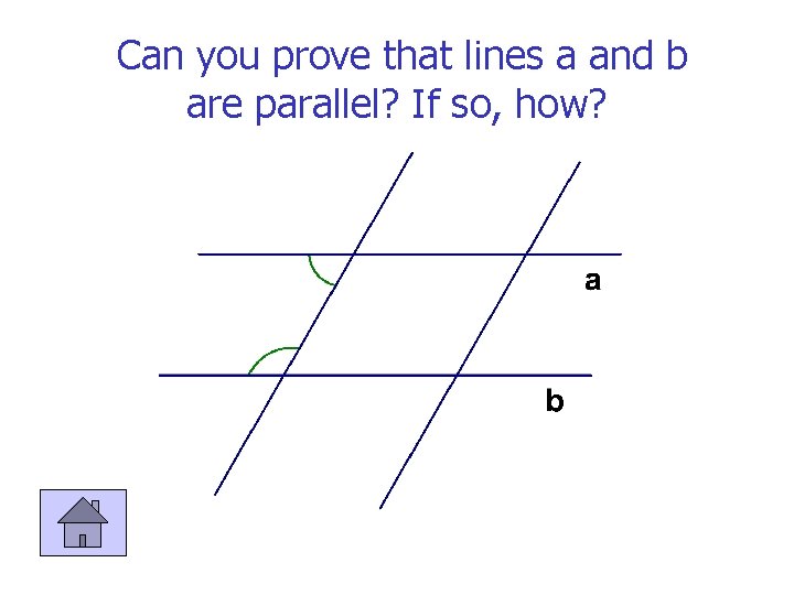 Can you prove that lines a and b are parallel? If so, how? 