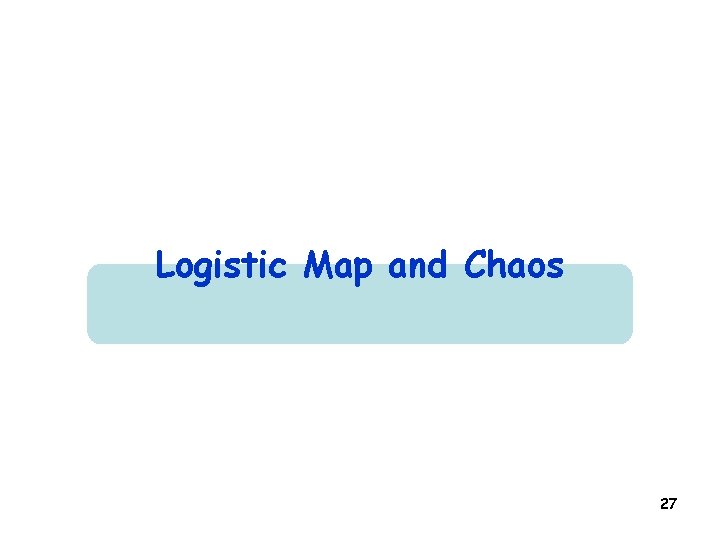 Logistic Map and Chaos 27 