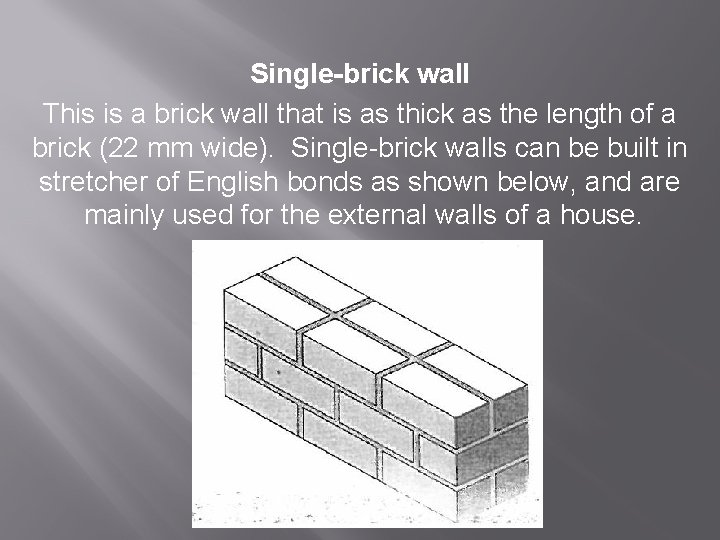 Single-brick wall This is a brick wall that is as thick as the length