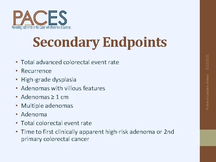 Total advanced colorectal event rate Recurrence High-grade dysplasia Adenomas with villous features Adenomas ≥