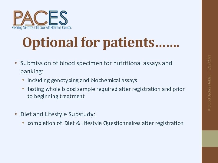 • including genotyping and biochemical assays • fasting whole blood sample required after