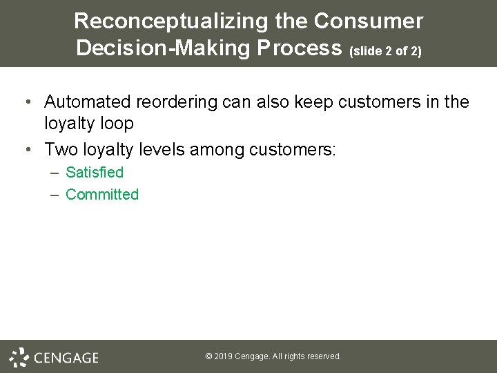 Reconceptualizing the Consumer Decision-Making Process (slide 2 of 2) • Automated reordering can also