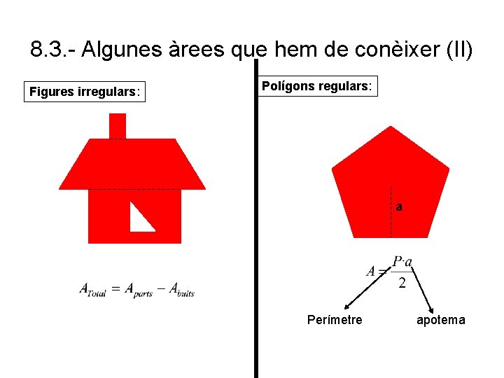 8. 3. - Algunes àrees que hem de conèixer (II) Figures irregulars: Polígons regulars: