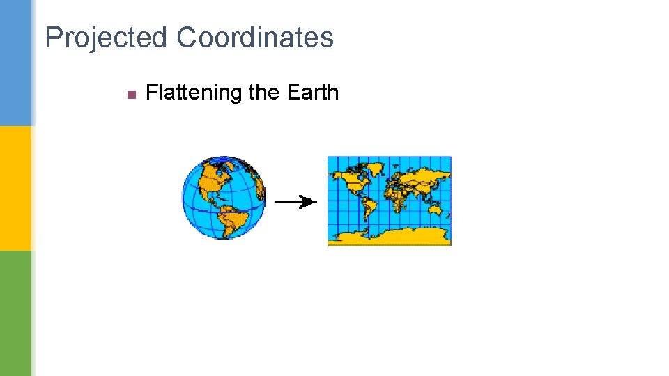 Projected Coordinates n Flattening the Earth 