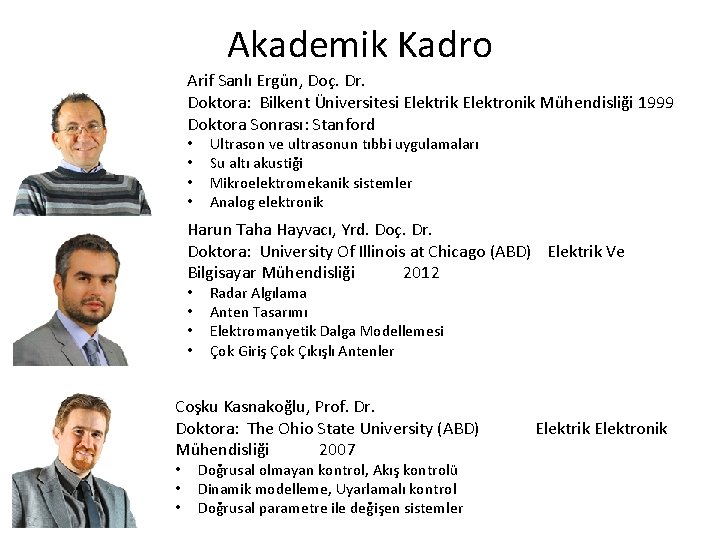Akademik Kadro Arif Sanlı Ergün, Doç. Dr. Doktora: Bilkent Üniversitesi Elektrik Elektronik Mühendisliği 1999