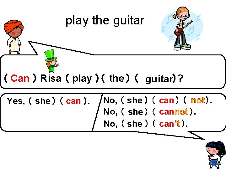 play the guitar （ Can ） Risa （ play ）（ the ） （ guitar）?