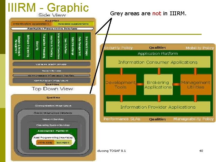 IIIRM - Graphic Spring 2006 Grey areas are not in IIIRM. Introducong TOGAF 8.