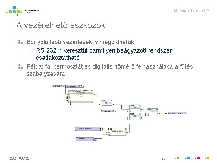 Mi van a falon túl? A vezérelhető eszközök Bonyolultabb vezérlések is megoldhatók – RS-232