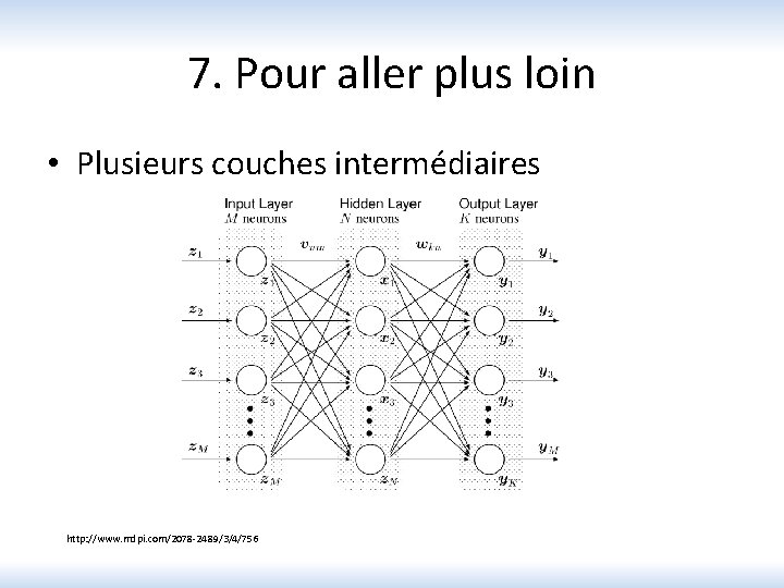 7. Pour aller plus loin • Plusieurs couches intermédiaires http: //www. mdpi. com/2078 -2489/3/4/756