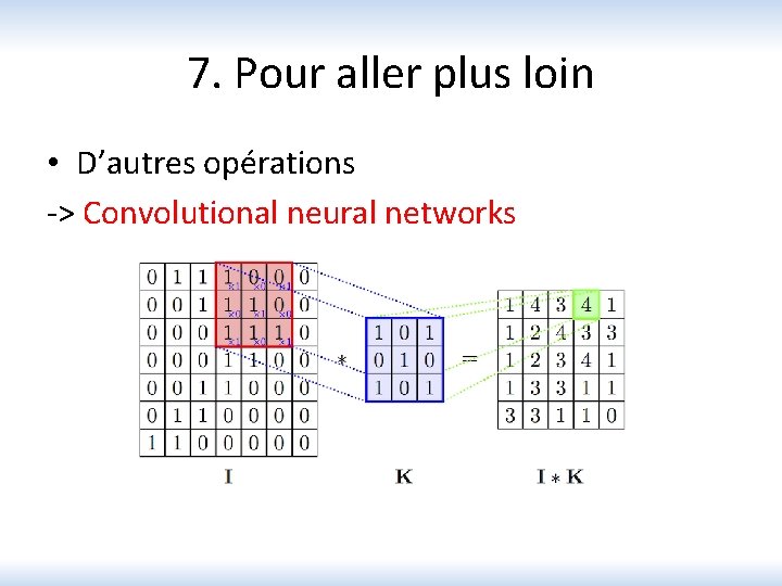 7. Pour aller plus loin • D’autres opérations -> Convolutional neural networks 