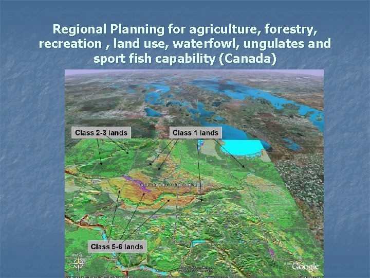 Regional Planning for agriculture, forestry, recreation , land use, waterfowl, ungulates and sport fish