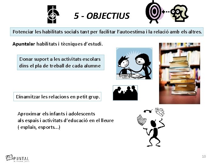 5 - OBJECTIUS Potenciar les habilitats socials tant per facilitar l’autoestima i la relació