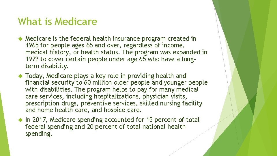 What is Medicare is the federal health insurance program created in 1965 for people