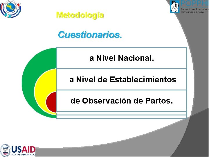 Metodología Cuestionarios. a Nivel Nacional. a Nivel de Establecimientos de Observación de Partos. 