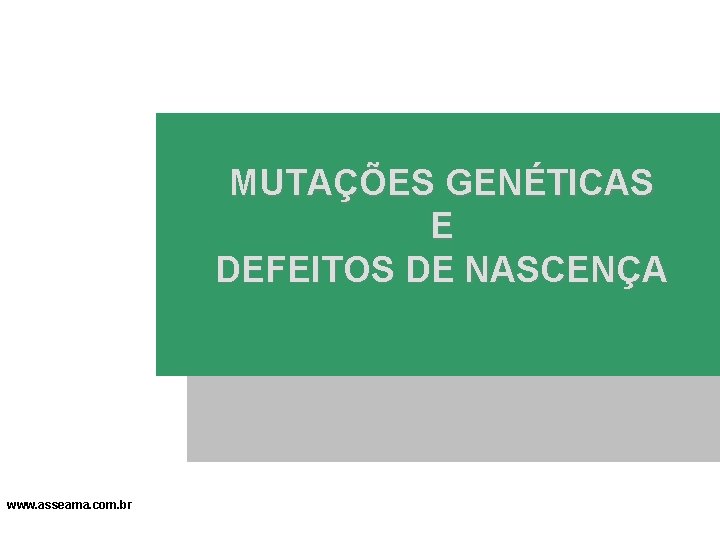 MUTAÇÕES GENÉTICAS E DEFEITOS DE NASCENÇA www. asseama. com. br 