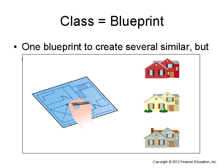 Class = Blueprint • One blueprint to create several similar, but different, houses: Copyright