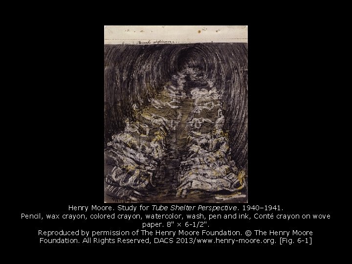 Henry Moore. Study for Tube Shelter Perspective. 1940– 1941. Pencil, wax crayon, colored crayon,