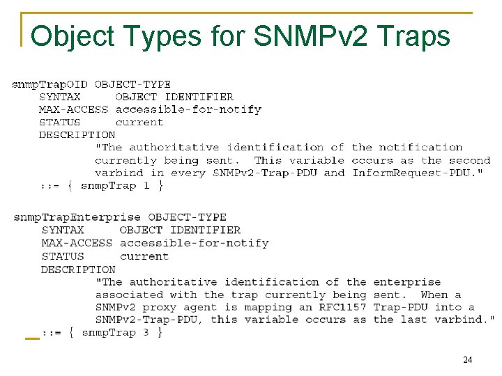 Object Types for SNMPv 2 Traps 24 