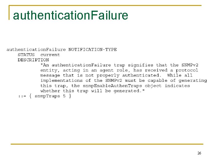 authentication. Failure 26 