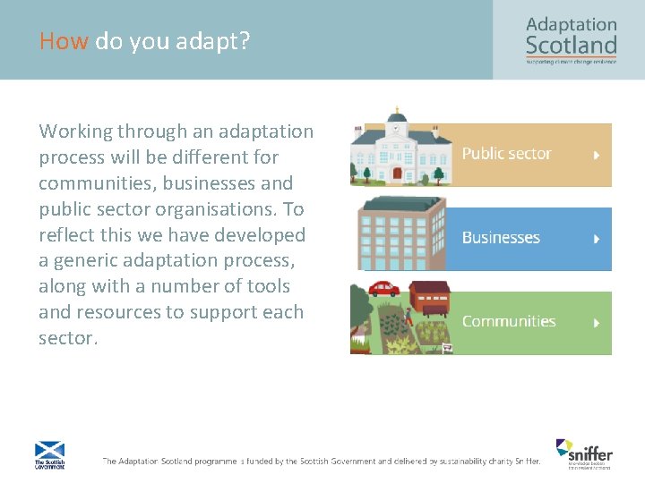 How do you adapt? Working through an adaptation process will be different for communities,