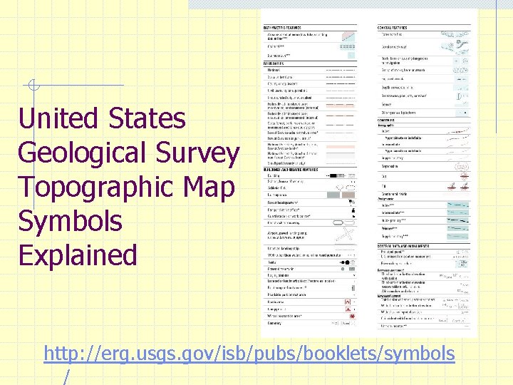 United States Geological Survey Topographic Map Symbols Explained http: //erg. usgs. gov/isb/pubs/booklets/symbols / 