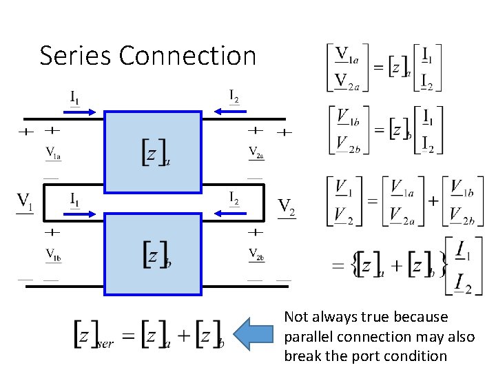 Series Connection Not always true because parallel connection may also break the port condition