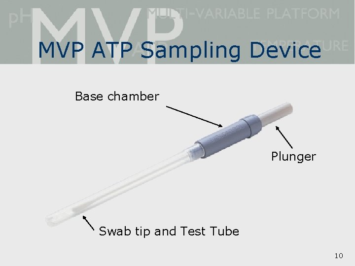 MVP ATP Sampling Device Base chamber Plunger Swab tip and Test Tube 10 