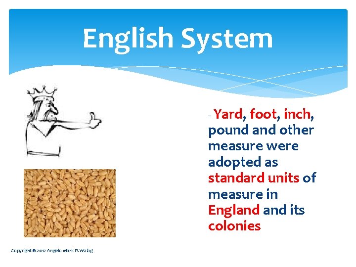 English System - Yard, foot, inch, pound and other measure were adopted as standard