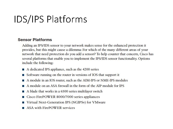 IDS/IPS Platforms 