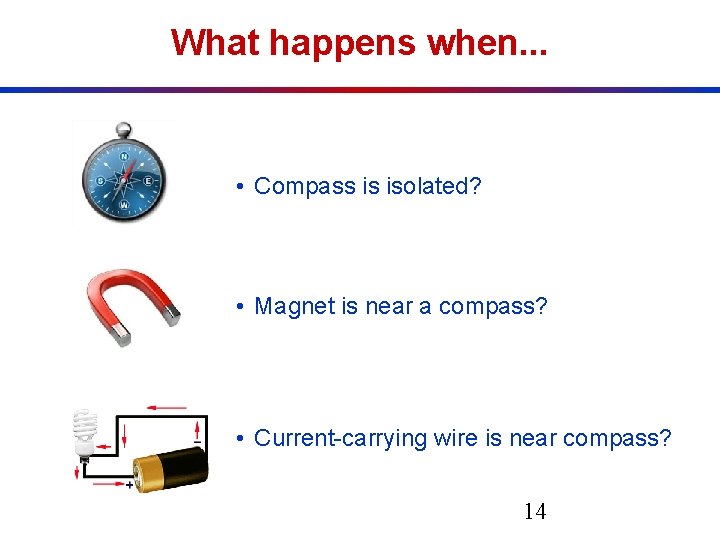 What happens when. . . • Compass is isolated? • Magnet is near a