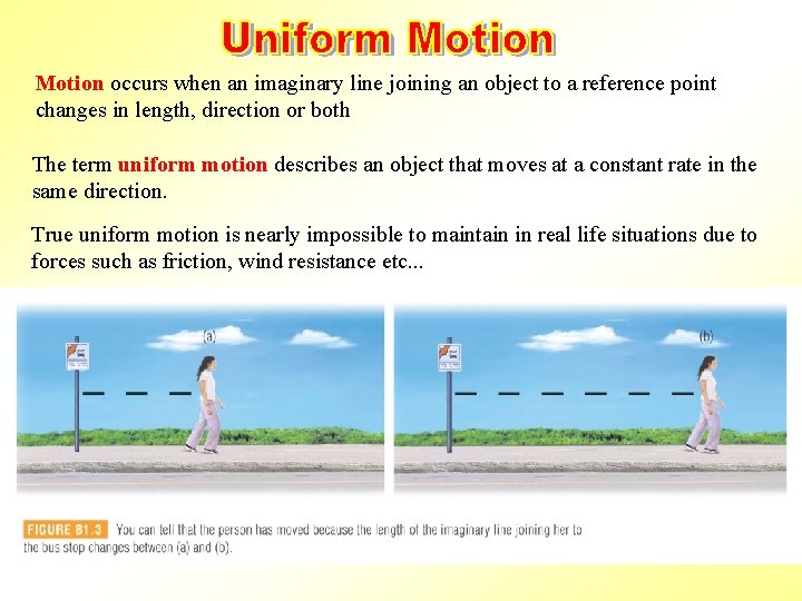Motion occurs when an imaginary line joining an object to a reference point changes