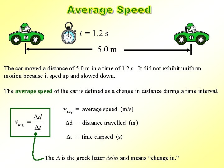 t = 1. 2 s 5. 0 m The car moved a distance of